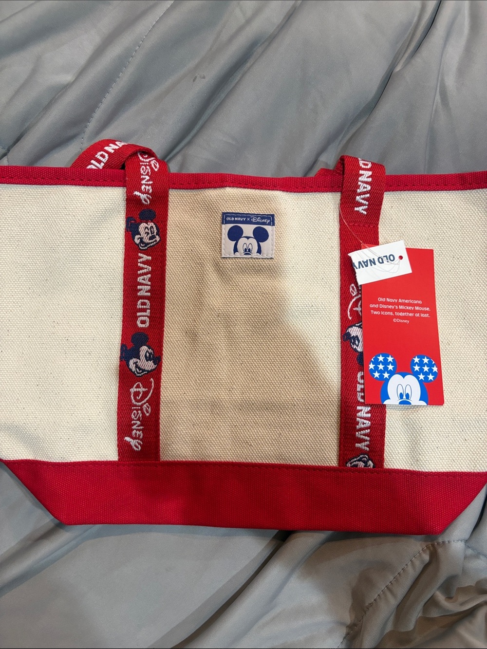 Old Navy Red and Cream Mickey Canvas Tote
